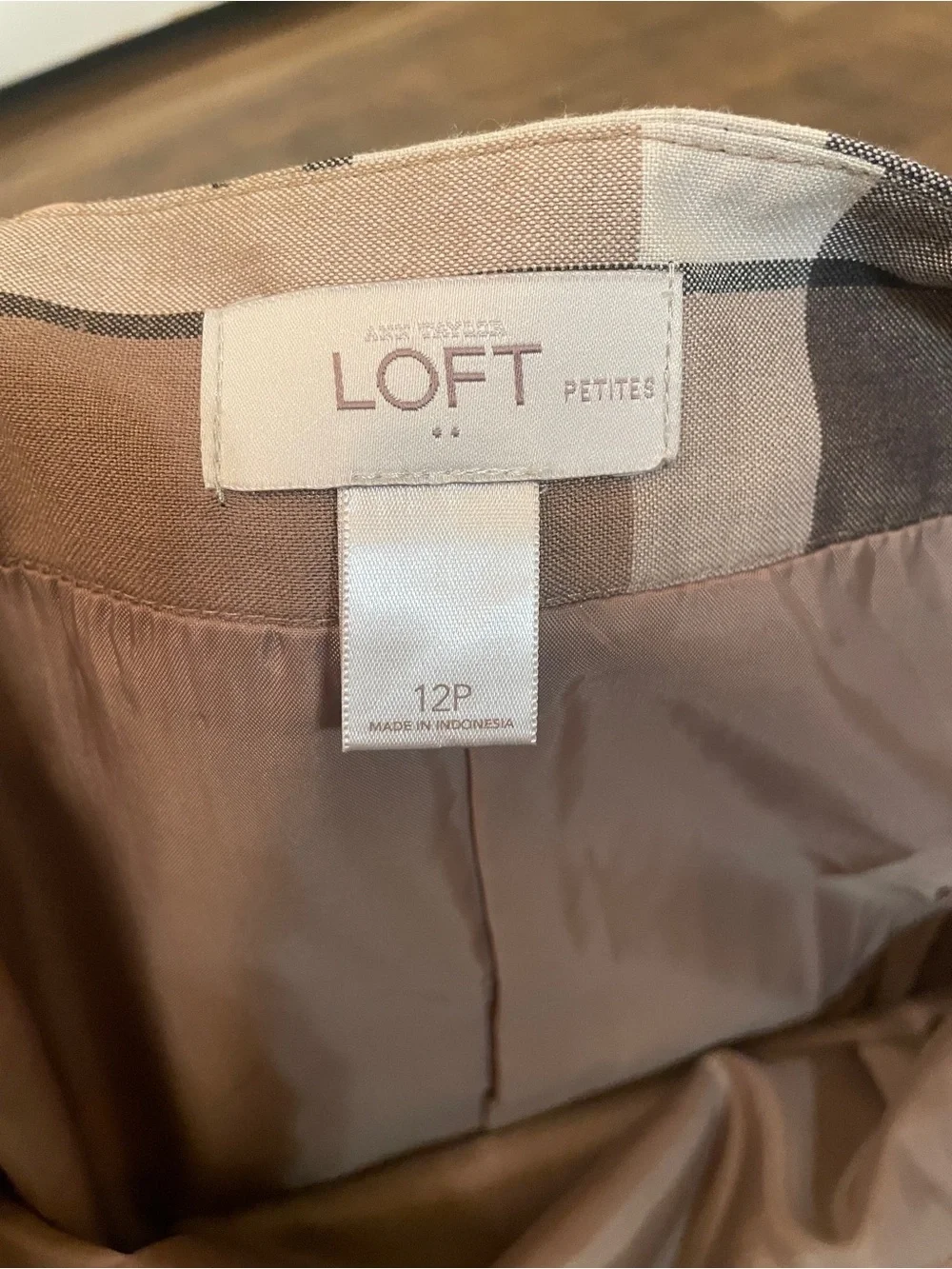 Loft - Ann Taylor - Brown Plaid Preppy Light Acedemia Mini Skirt Size 12P